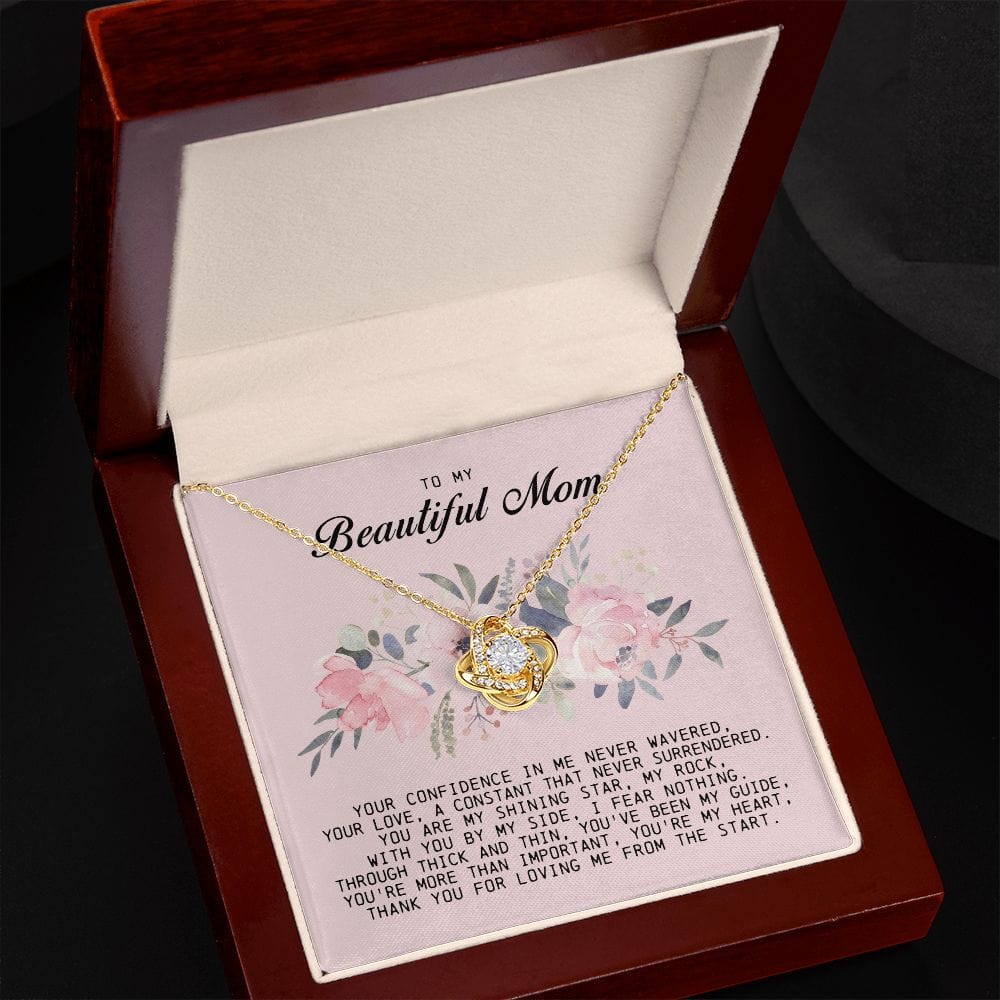To my Beautiful Mom, Love Knot Necklace, Mother's Day Gift