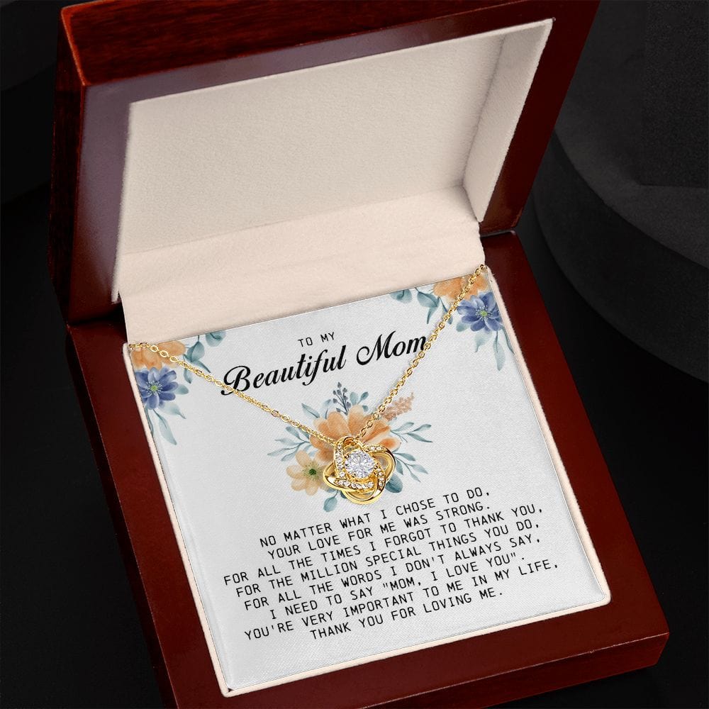 To My Beautiful Mom Love Knot Necklace