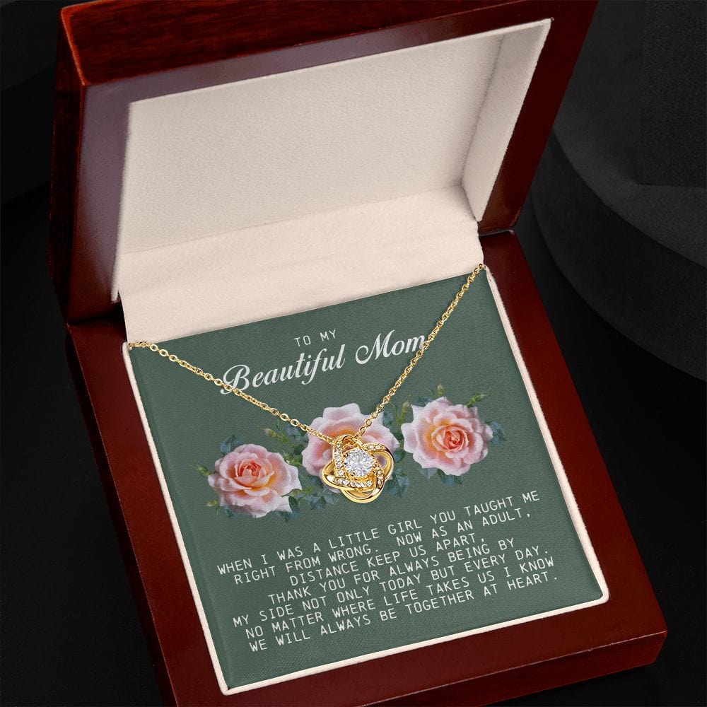 To my Beautiful Mom, Mother's Day Gift, Love Knot Necklace