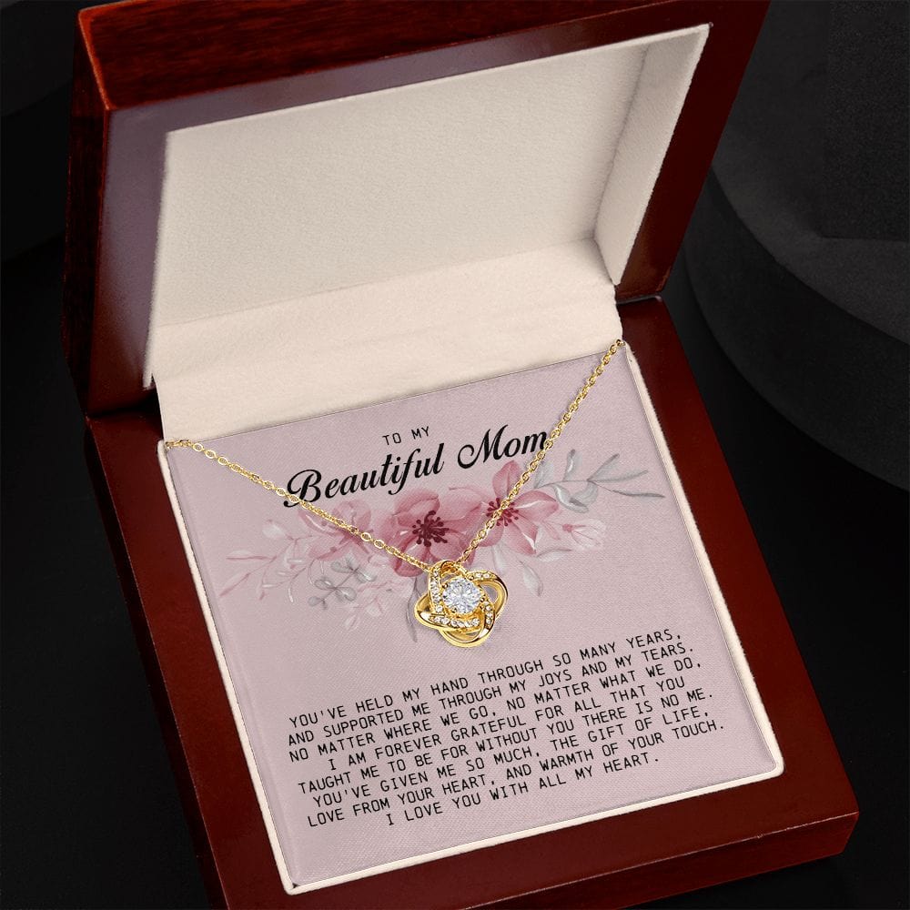 To my Beautiful Mom, Love Knot Necklace, Mother's Day Gift