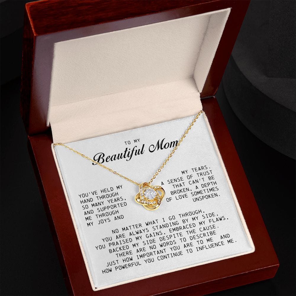 To My Beautiful Mom Love Knot Necklace