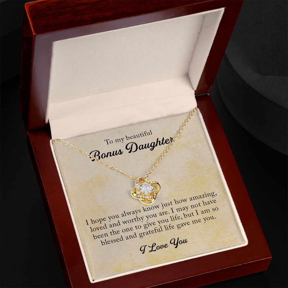 To My Beautiful Bonus Daughter, Love Knot Necklace