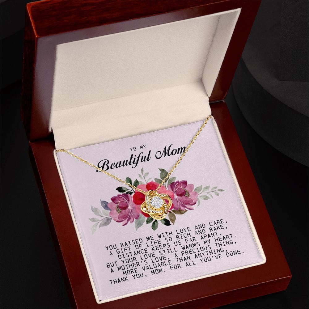 To My Beautiful Mom Love Knot Necklace