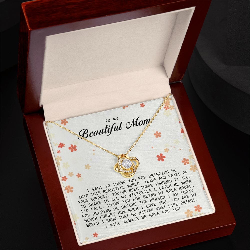 To My Beautiful Mom, Love Knot Necklace