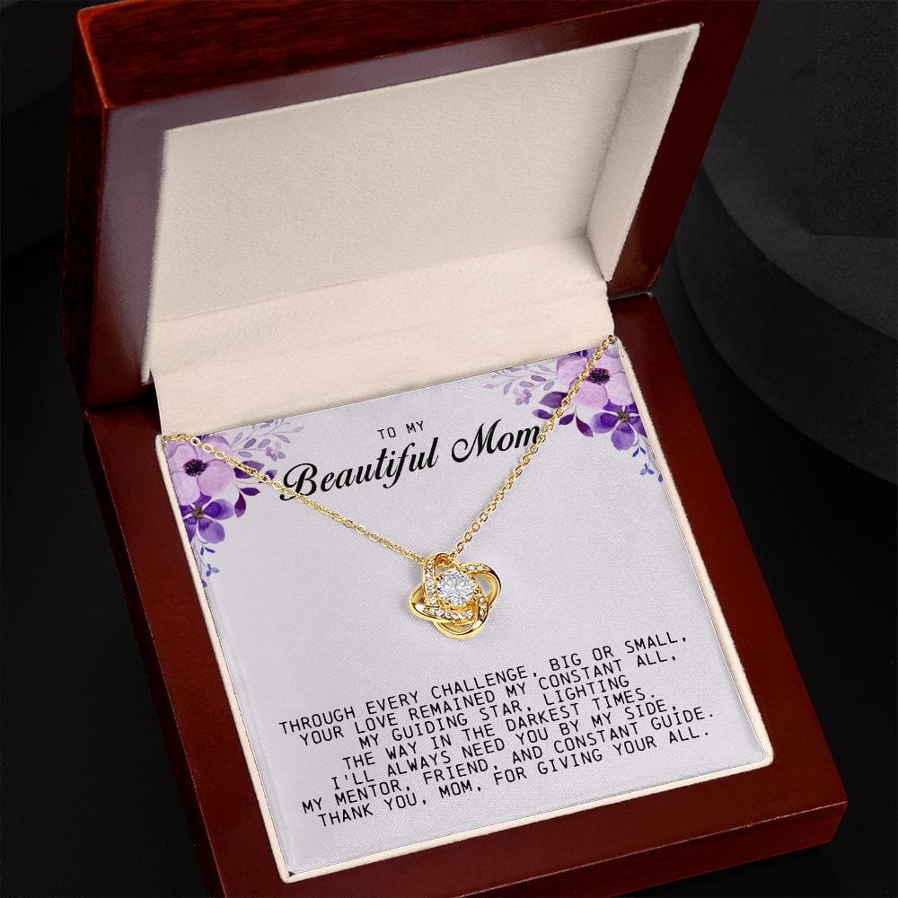 To My Beautiful Mom Love Knot Necklace