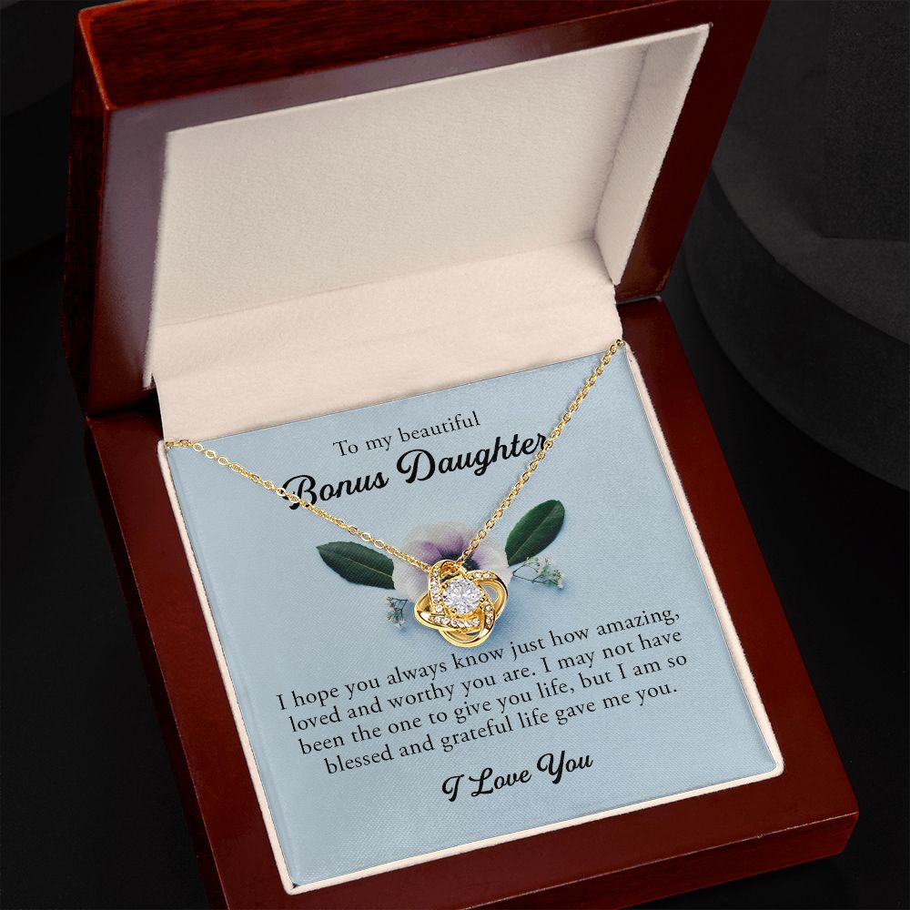 To My Beautiful Bonus Daughter, Love Knot Necklace
