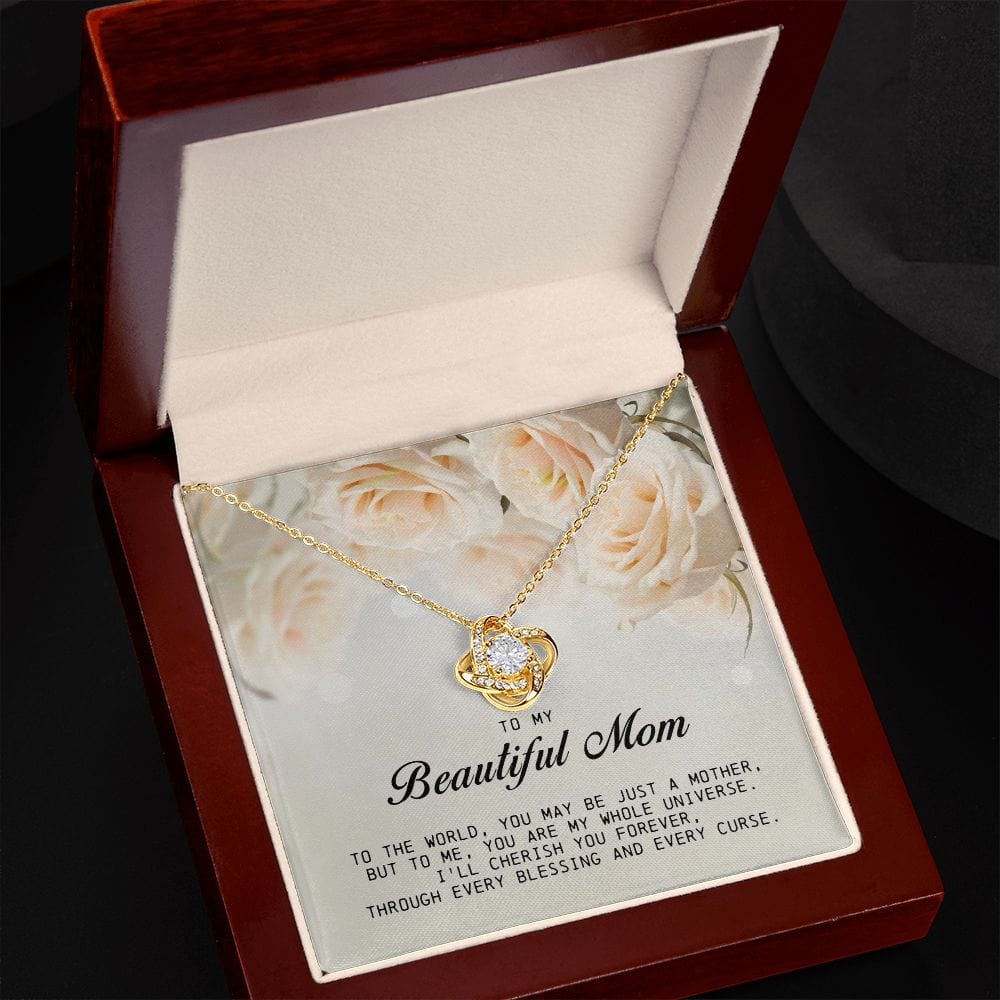 To my Beautiful Mom, Love Knot Necklace, Mother's Day Gift