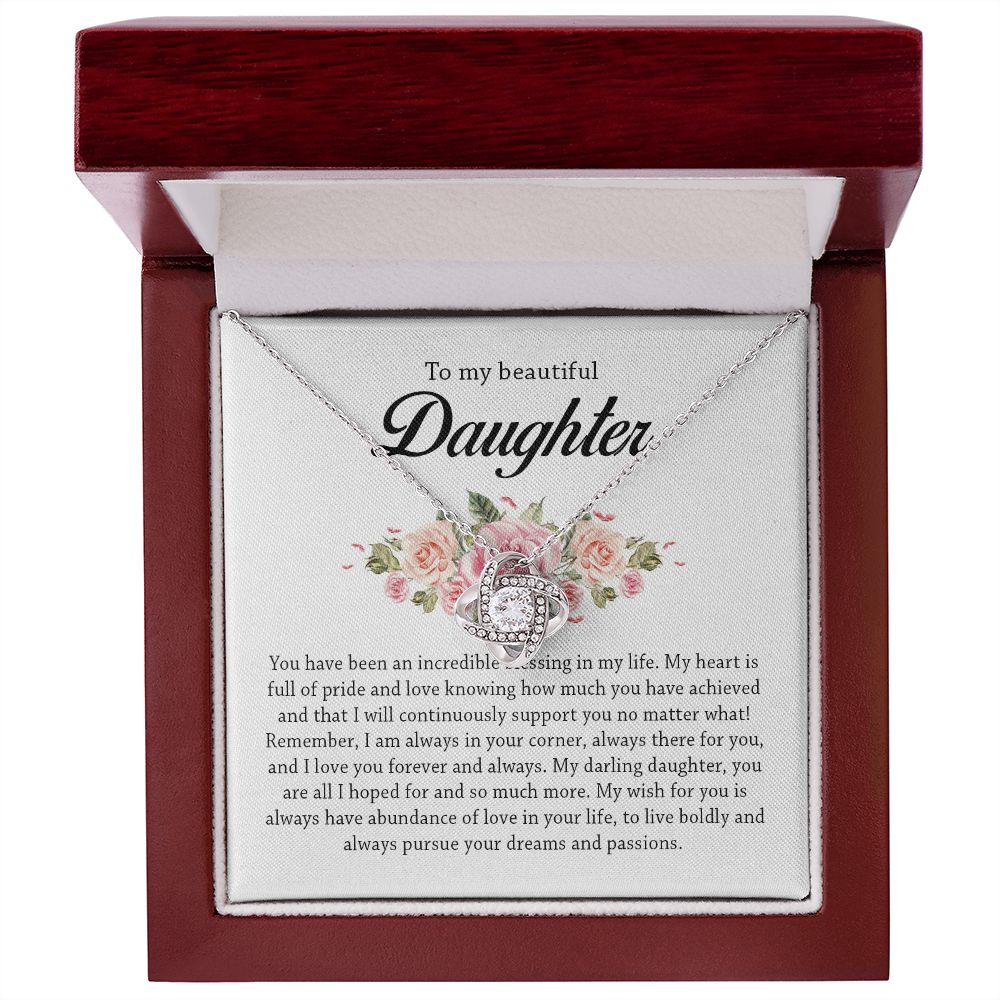 To My Beautiful Daughter, Love Knot Necklace