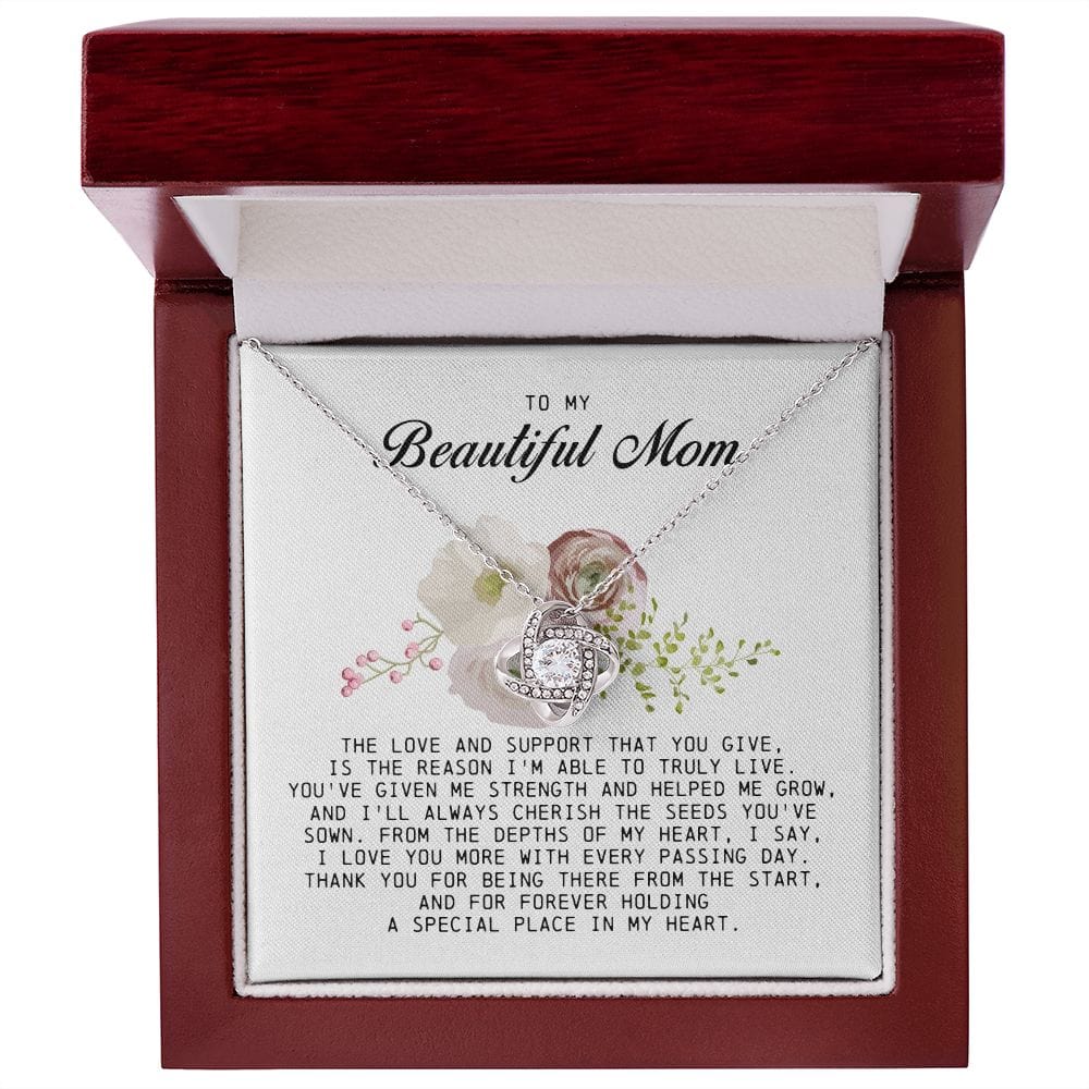 To My Beautiful Mom Love Knot Necklace