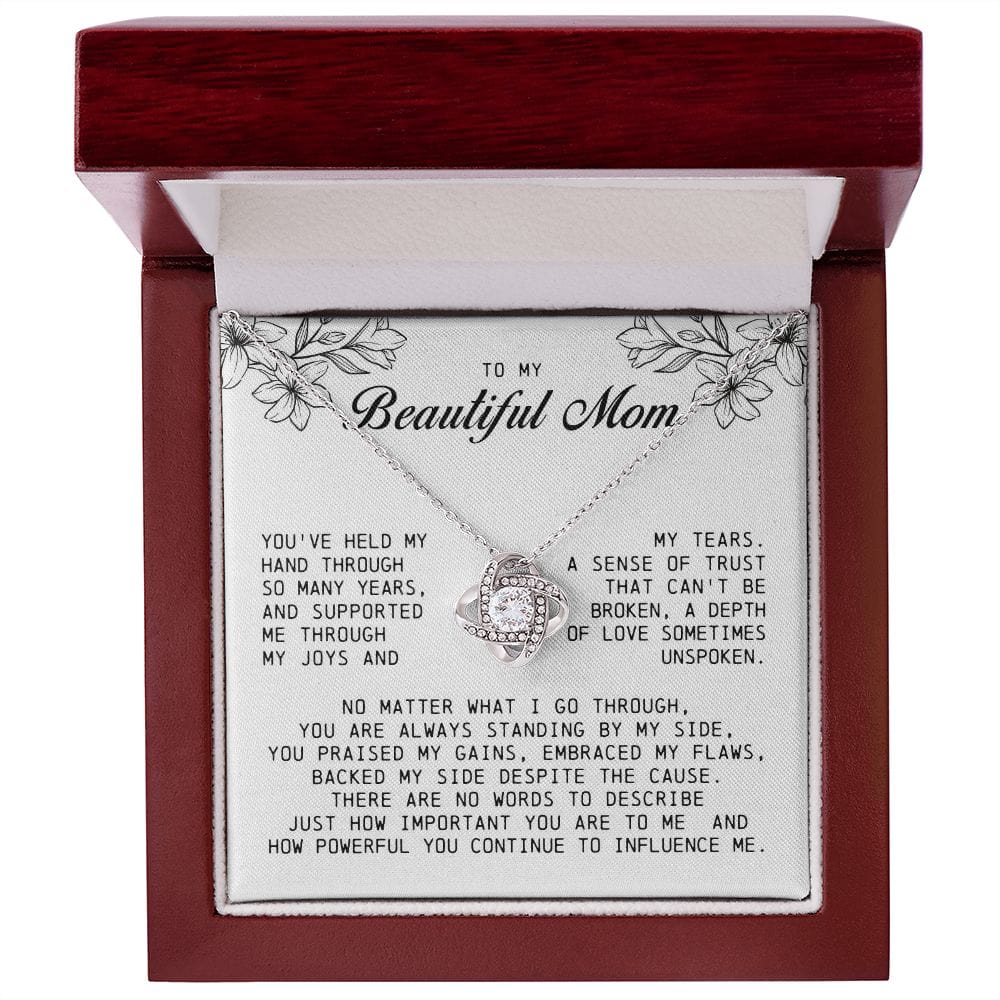 To My Beautiful Mom Love Knot Necklace