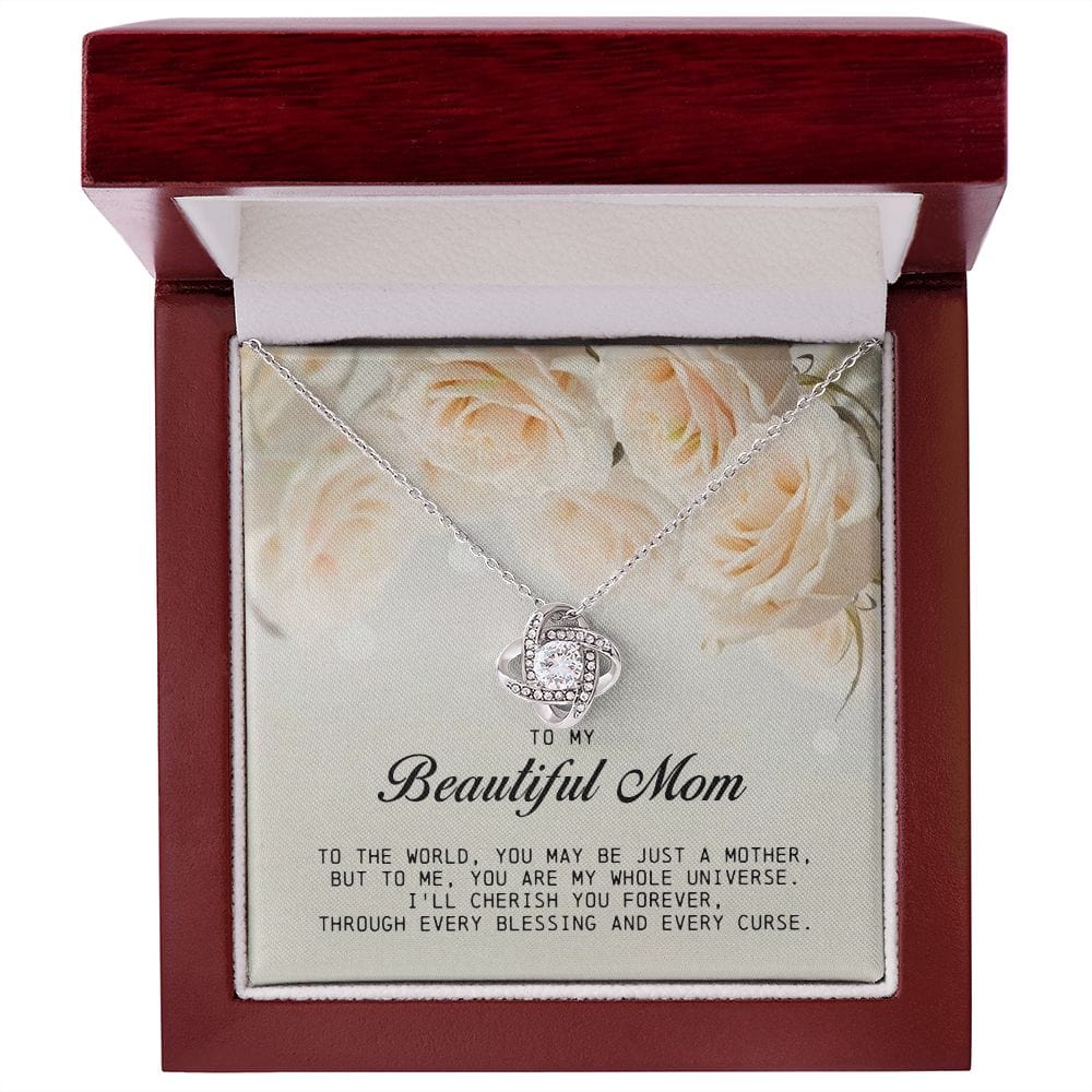 To my Beautiful Mom, Love Knot Necklace, Mother's Day Gift