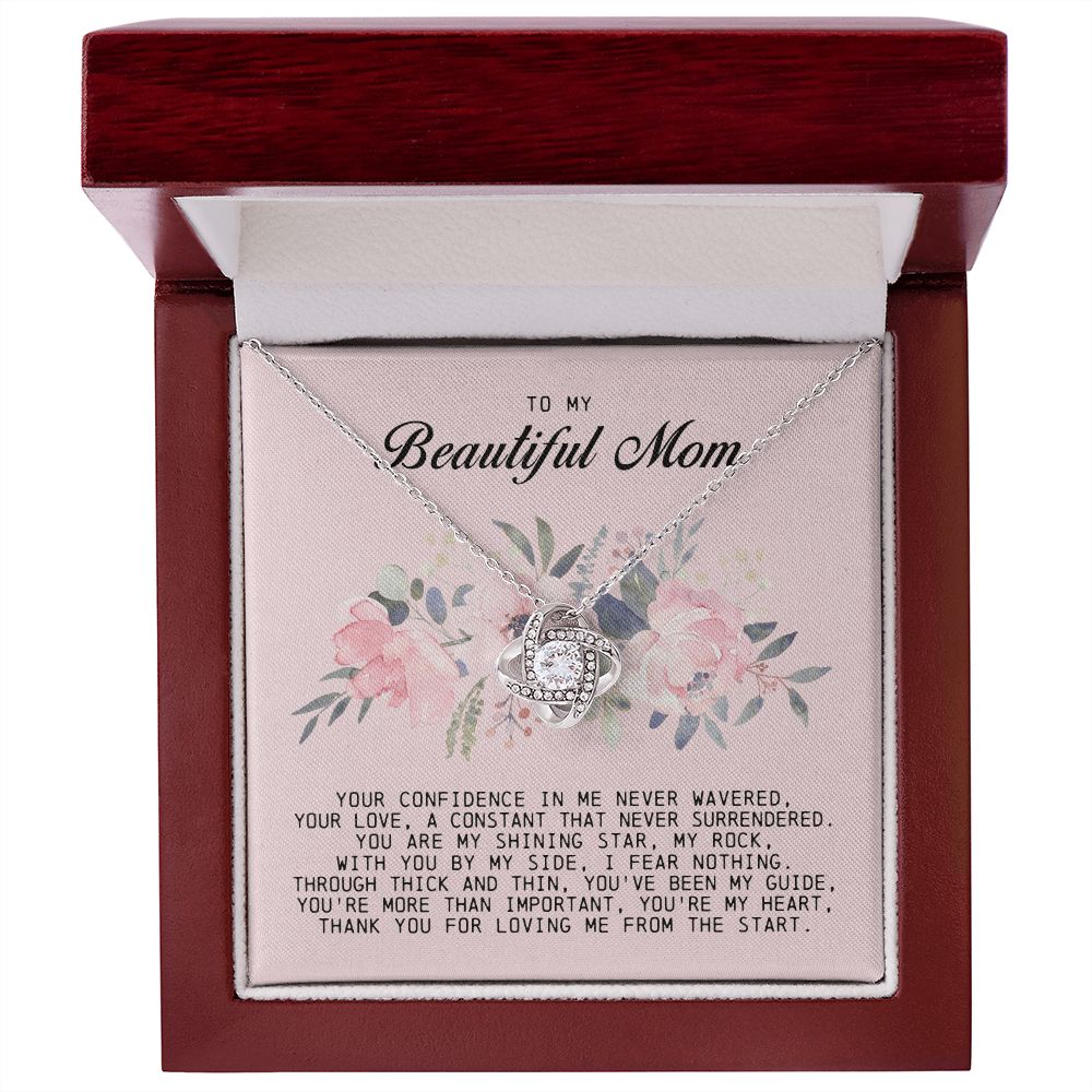To My Beautiful Mom Love Knot Necklace