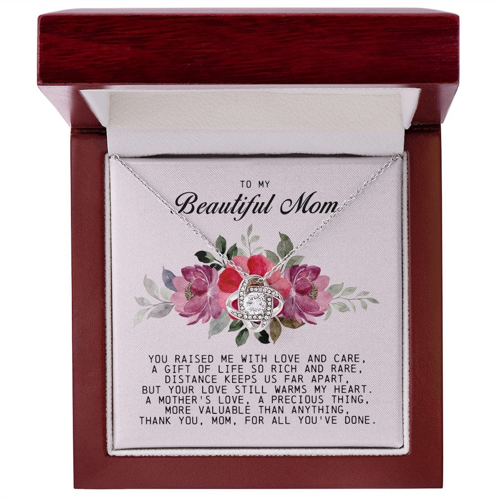 To My Beautiful Mom Love Knot Necklace