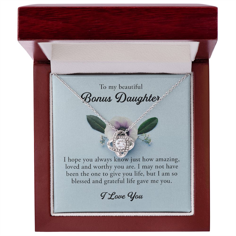 To My Beautiful Bonus Daughter, Love Knot Necklace