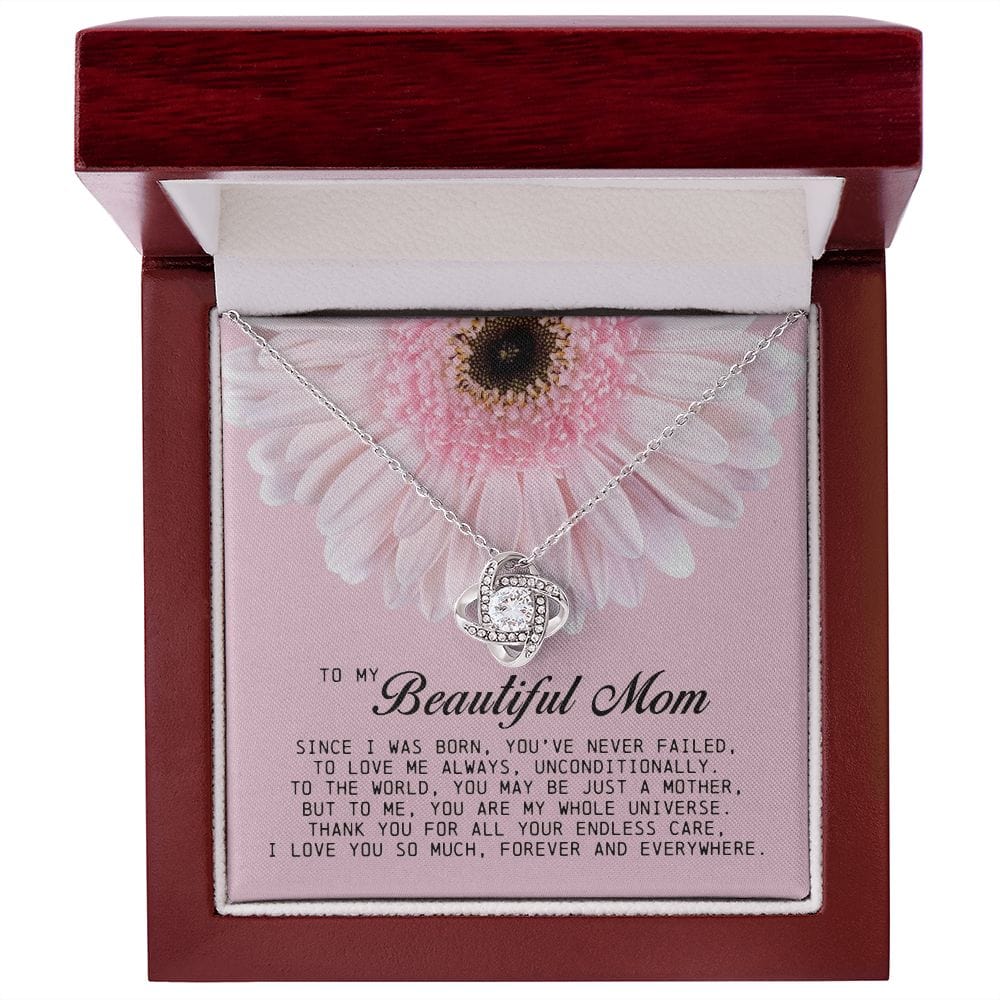 To My Beautiful Mom Love Knot Necklace