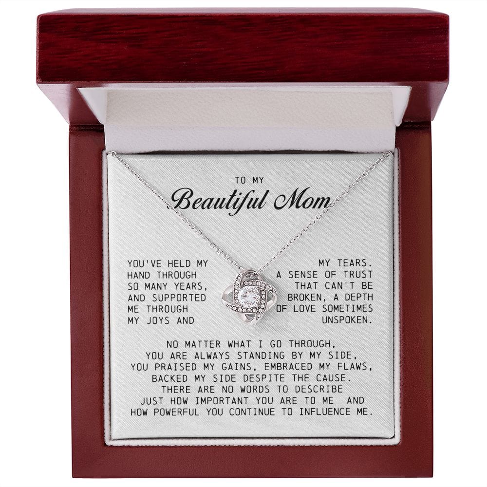 To My Beautiful Mom Love Knot Necklace
