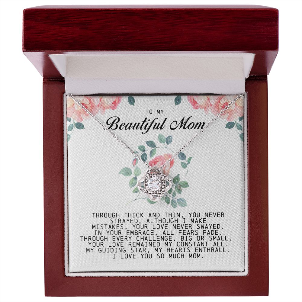To My Beautiful Mom Love Knot Necklace
