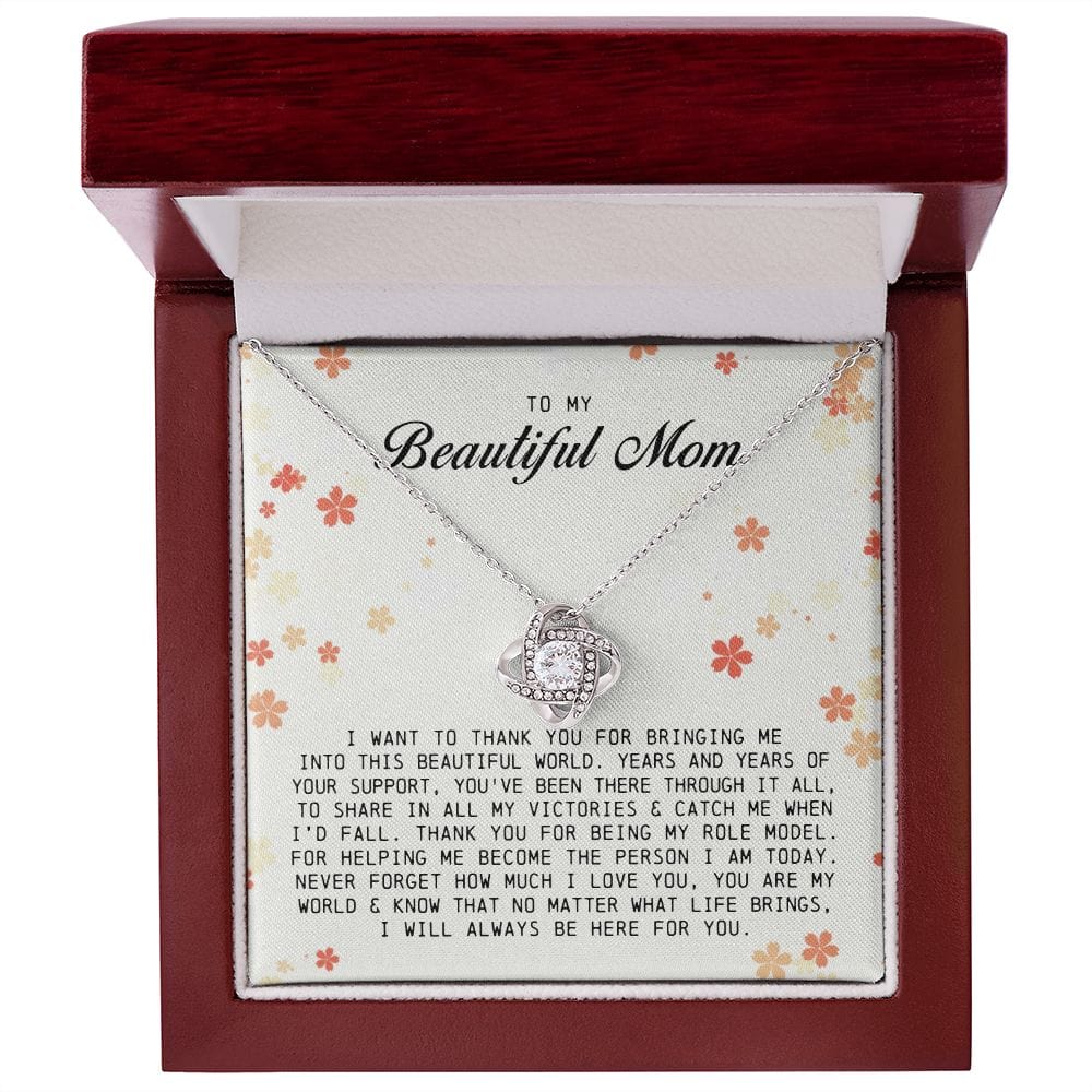 To My Beautiful Mom, Love Knot Necklace