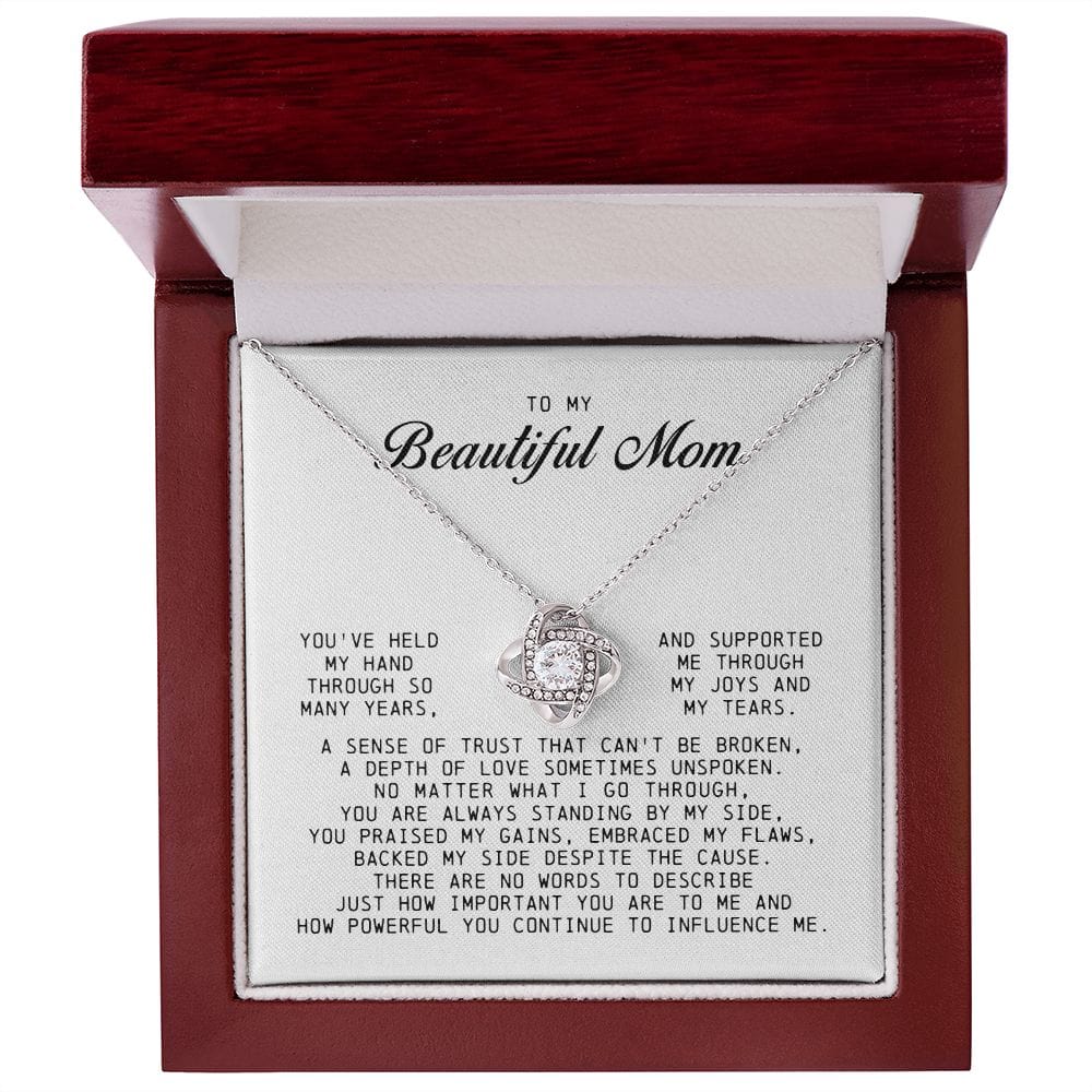 To My Beautiful Mom Love Knot Necklace
