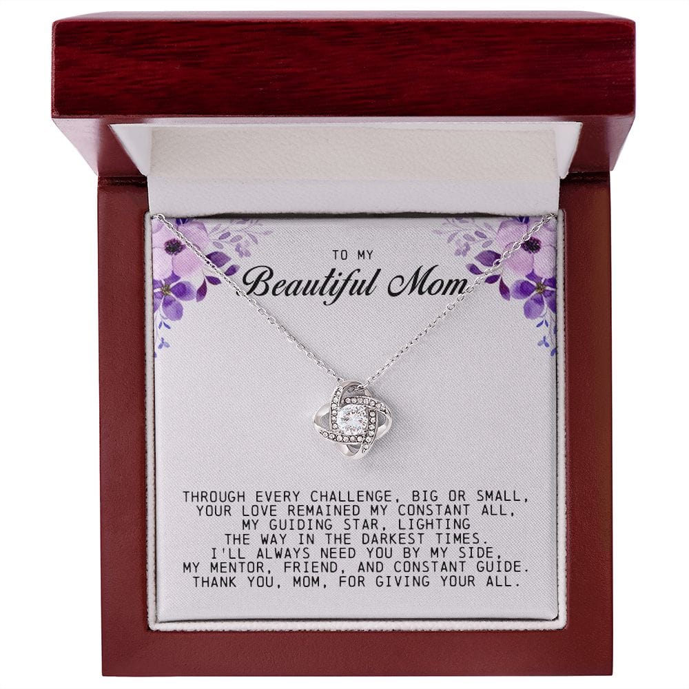 To My Beautiful Mom Love Knot Necklace
