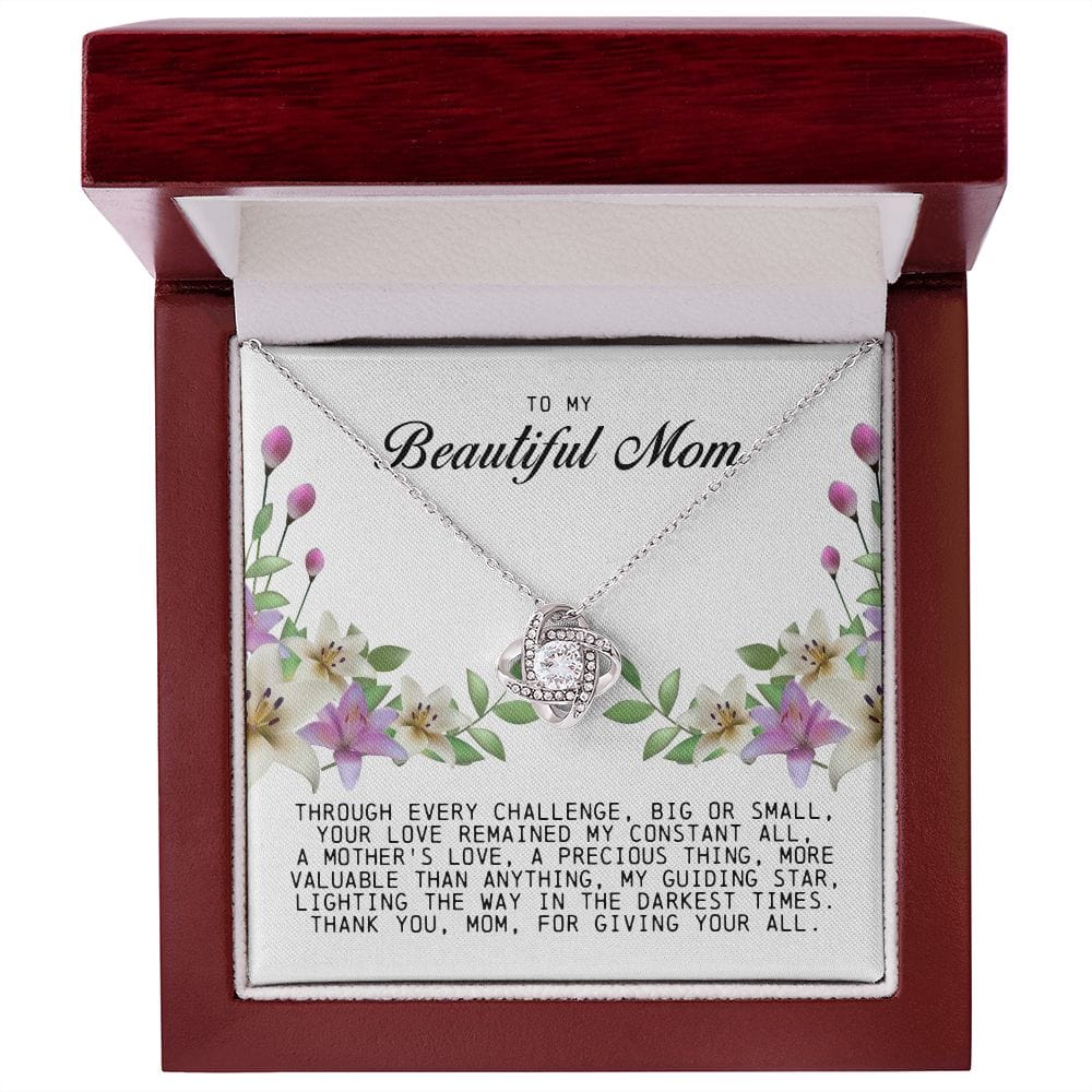 To My Beautiful Mom, Love Knot Necklace