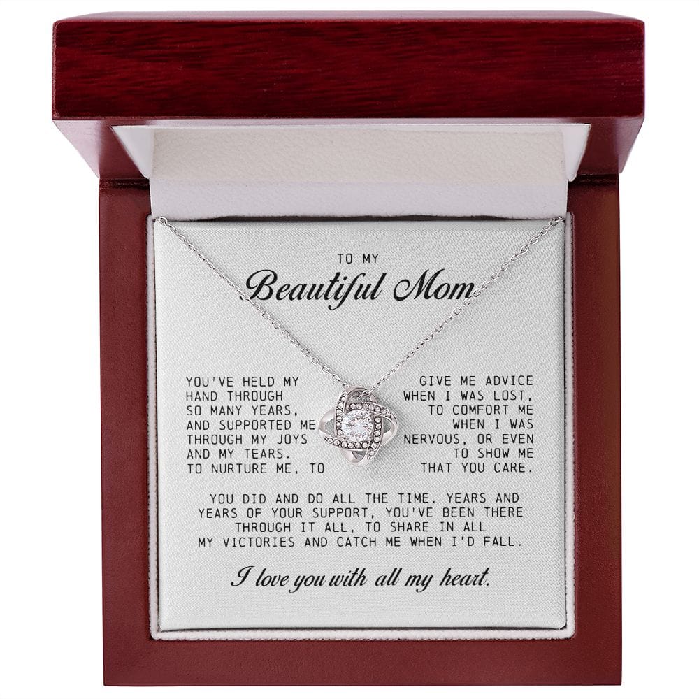 To my Beautiful Mom, Mother's Day Gift, Love Knot Necklace