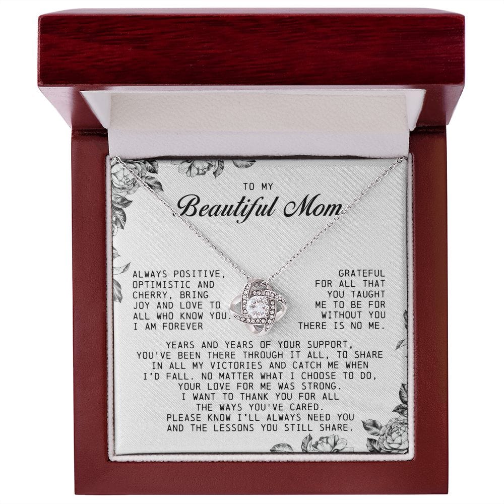To My Beautiful Mom Love Knot Necklace