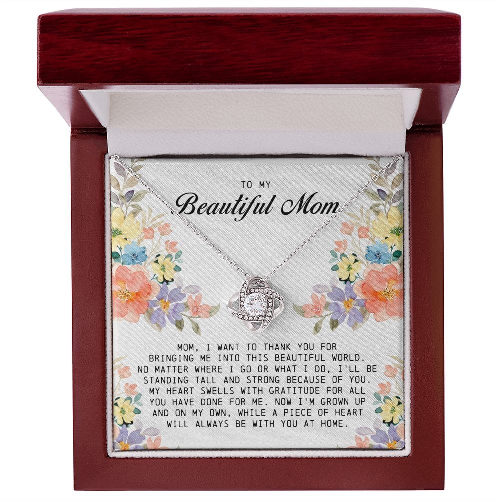 To My Beautiful Mom, Love Knot Necklace