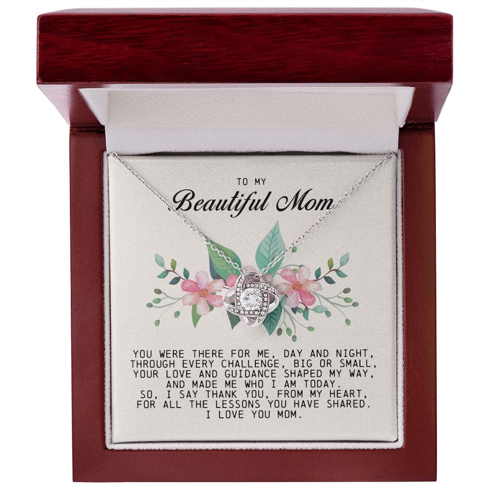 To My Beautiful Mom Love Knot Necklace