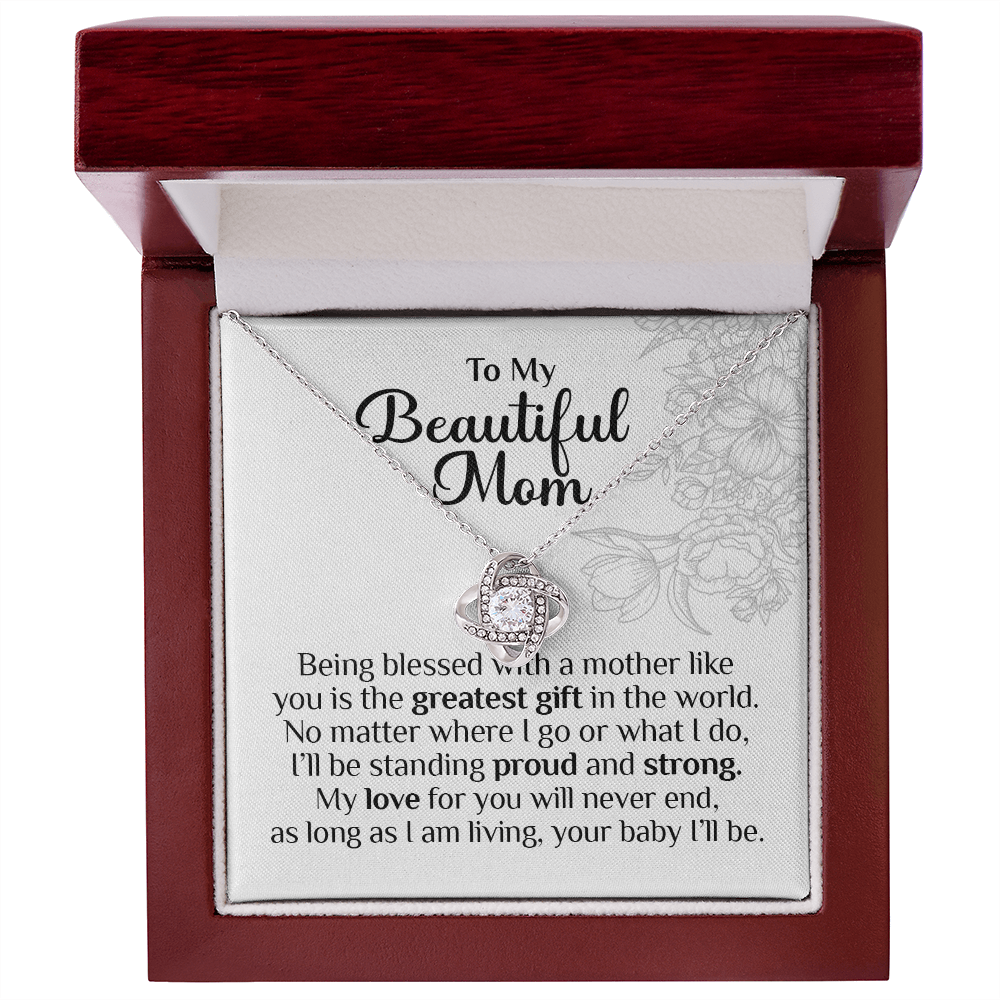 To My Beautiful Mom, Love Knot Necklace
