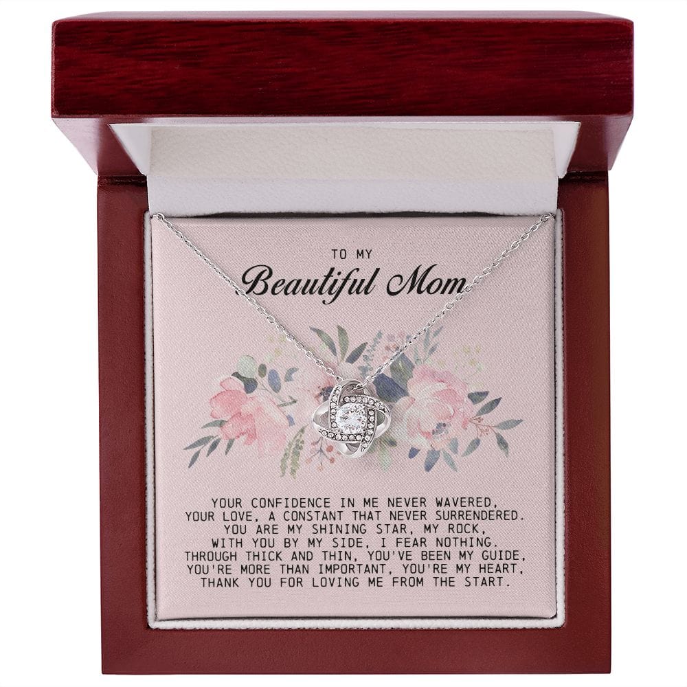 To my Beautiful Mom, Love Knot Necklace, Mother's Day Gift