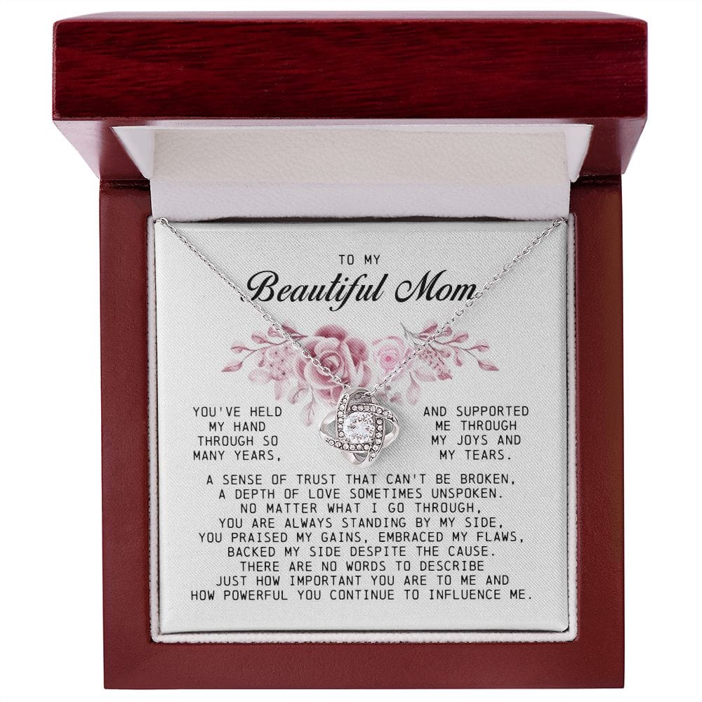 To My Beautiful Mom Love Knot Necklace