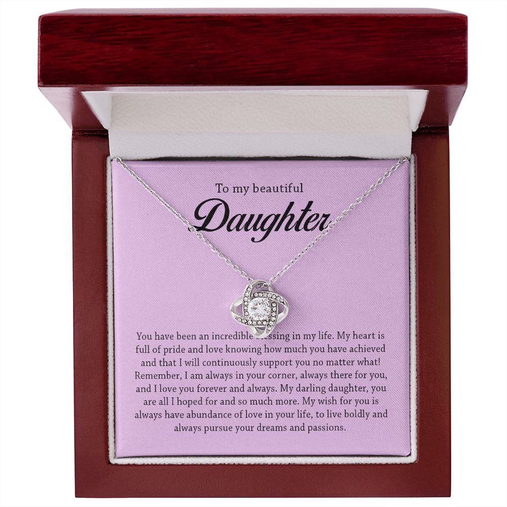 To My Beautiful Daughter, Love Knot Necklace