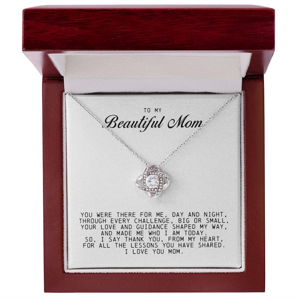 To My Beautiful Mom Love Knot Necklace