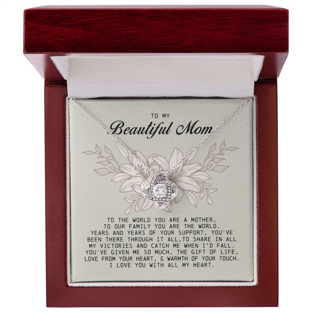 To My Beautiful Mom Love Knot Necklace