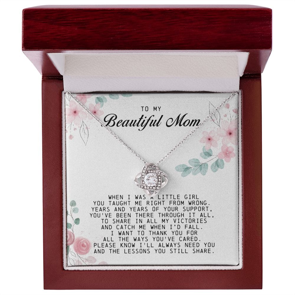 To my Beautiful Mom, Mother's Day Gift, Love Knot Necklace