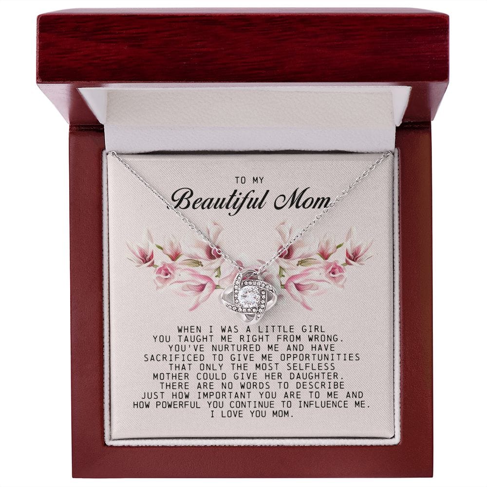 To my Beautiful Mom, Mother's Day Gift, Love Knot Necklace