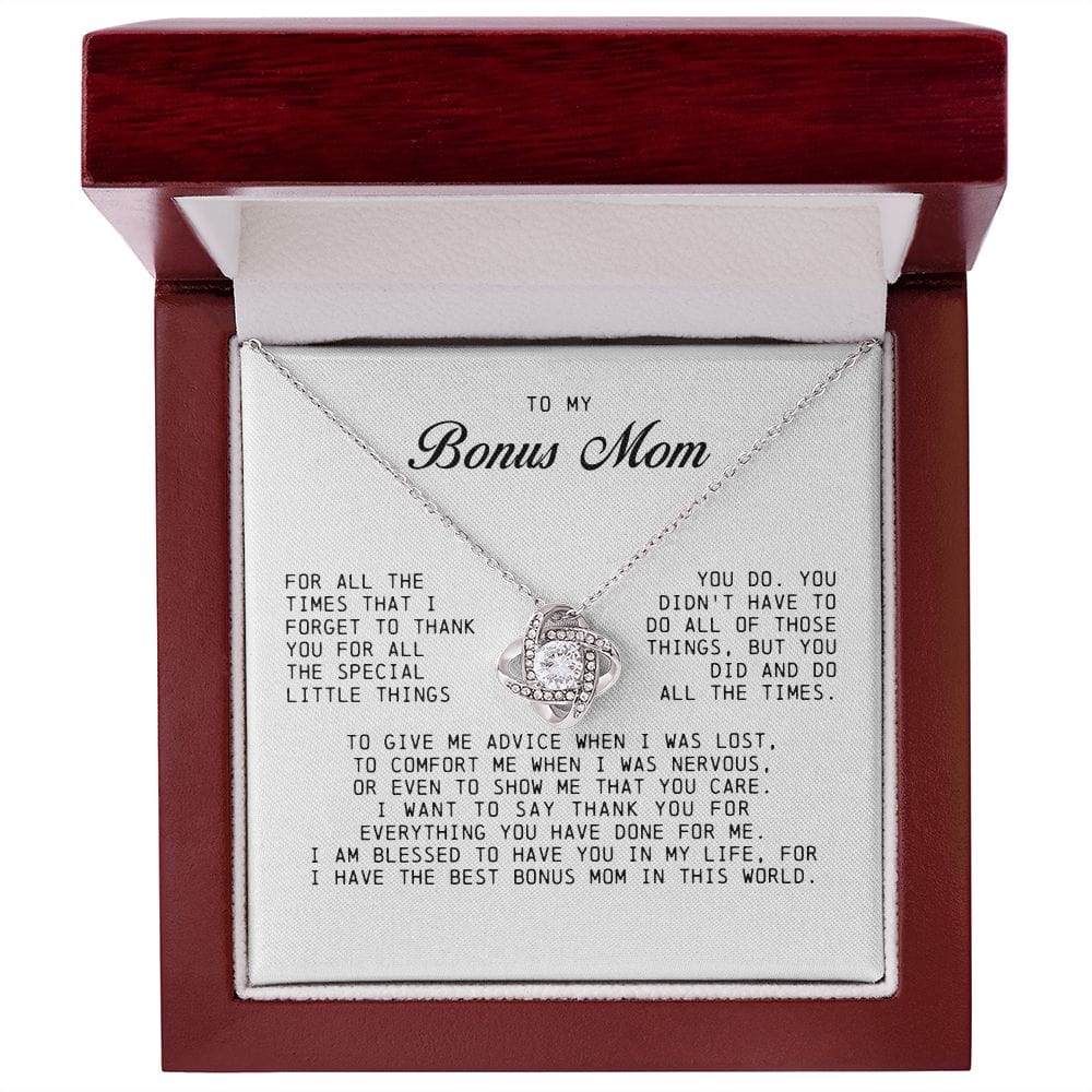 To My Bonus Mom, Love Knot Necklace