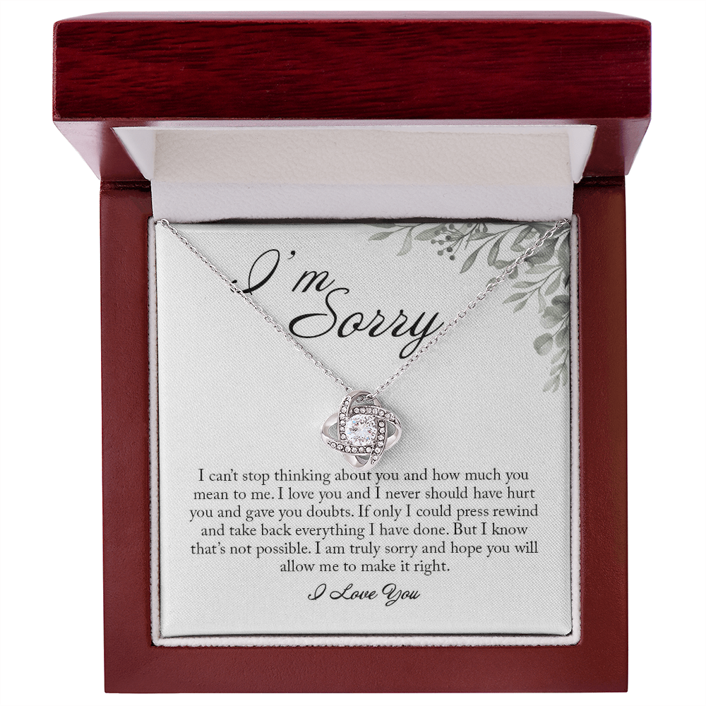 I'm Sorry Card, Love Knot Necklace