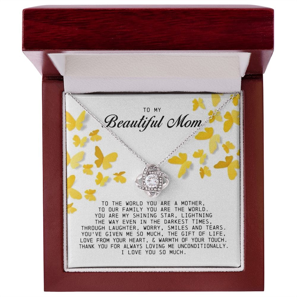 To My Beautiful Mom Love Knot Necklace