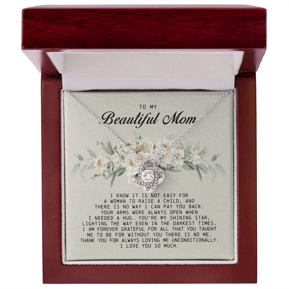 To my Beautiful Mom, Mother's Day Gift, Love Knot Necklace