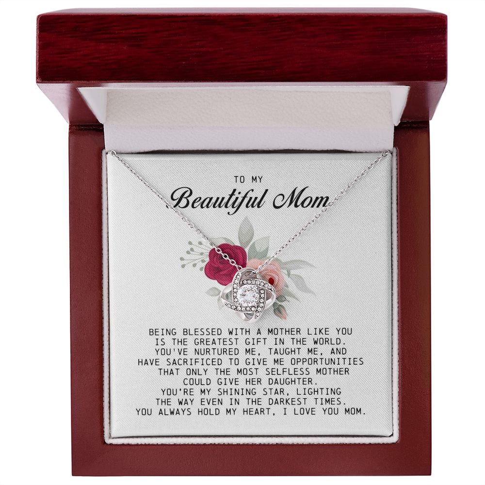 To My Beautiful Mom Love Knot Necklace