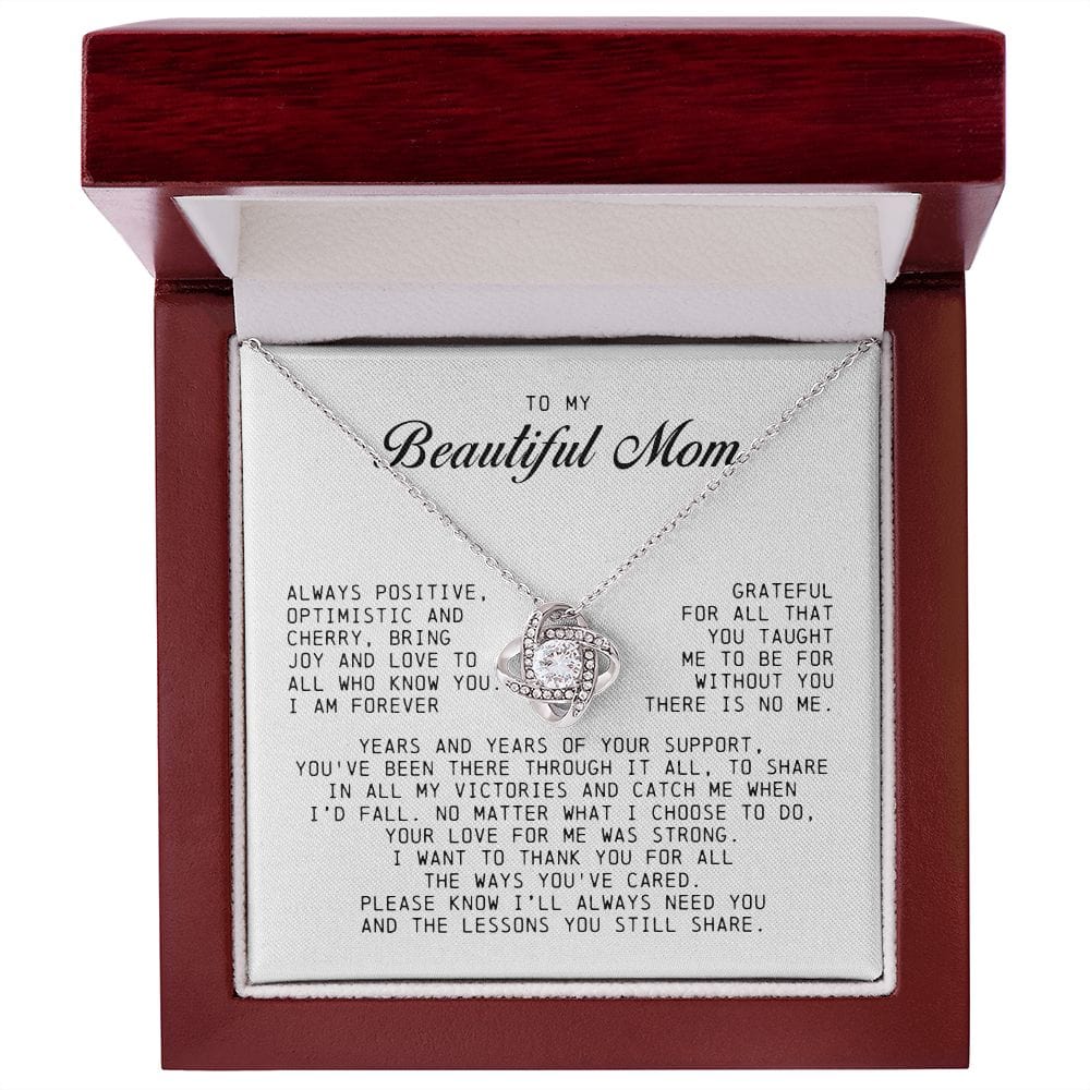 To My Beautiful Mom Love Knot Necklace