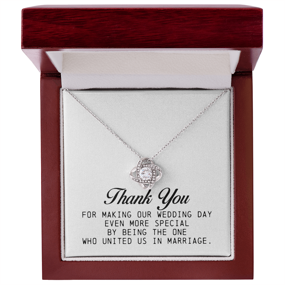 Wedding Officiant Gift, Love Knot Necklace, Thank You for Marrying Us