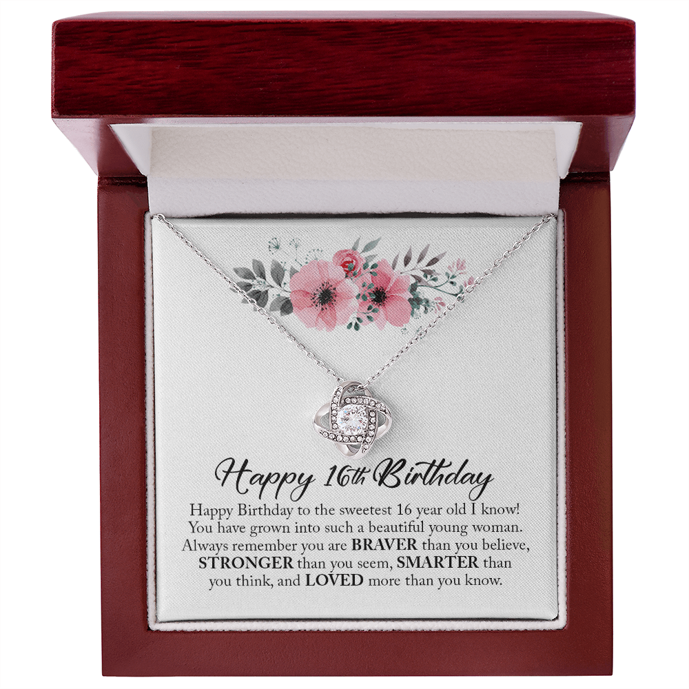Happy 16th Birthday, Sweet Sixteen, Love Knot Necklace