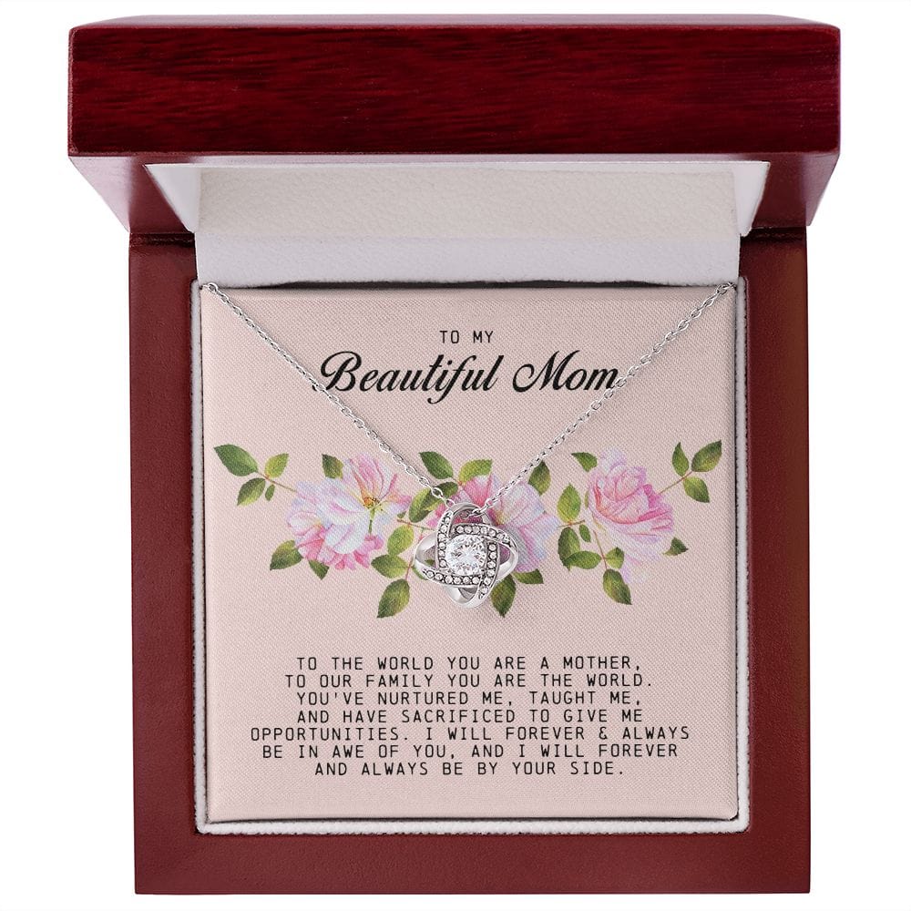 To my Beautiful Mom, Mother's Day Gift, Love Knot Necklace