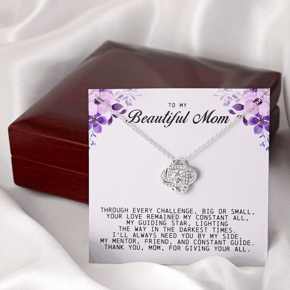 To My Beautiful Mom Love Knot Necklace