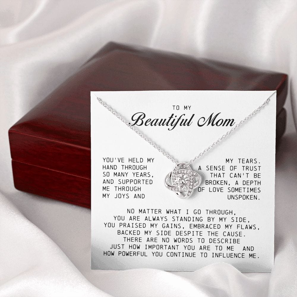 To My Beautiful Mom Love Knot Necklace