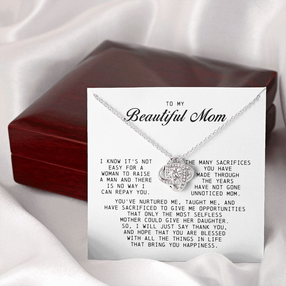 To My Beautiful Mom Love Knot Necklace