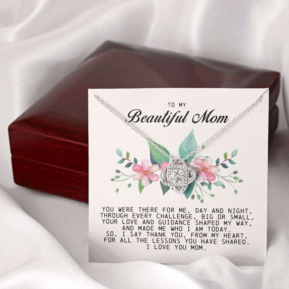 To My Beautiful Mom Love Knot Necklace